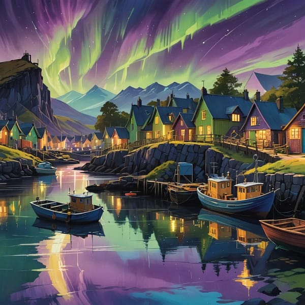 Aurora over a Harbour